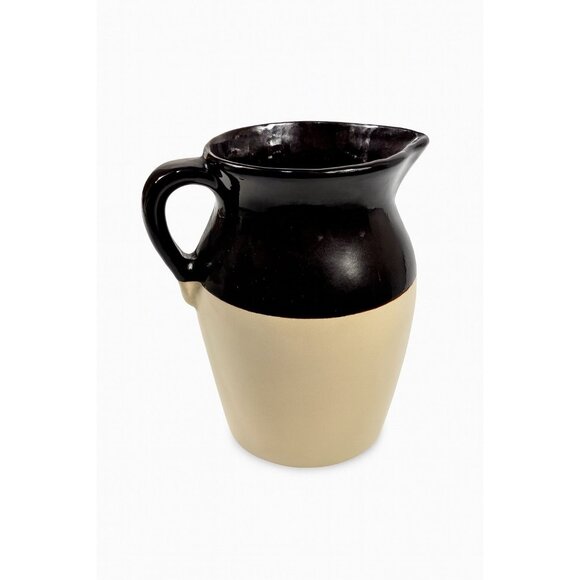 Roseville Stoneware Pitcher Vase RRP Made in USA. Beige/Brown Two Toned Farmhous - Picture 1 of 12